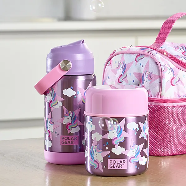 Polar Gear Kids Unicorn Back to School Insulated Lunchbag and Bottle Set